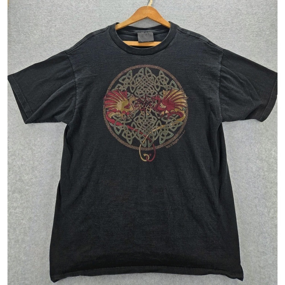 Vtg Faded Keltic Dragon T Shirt Sz M Irish Art Fantasy Cybersigilism 90s‎ 1998